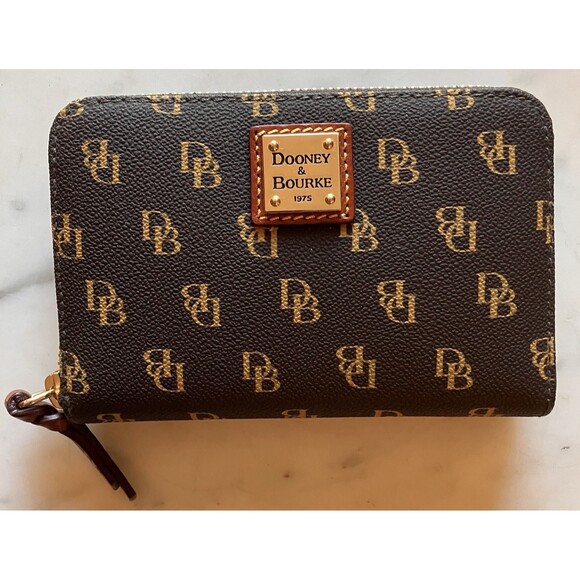 Dooney & Bourke Handbags - Dooney & Bourke Gretta  Medium Zip Around Wallet Brown Tmoro Color Logo NWOT